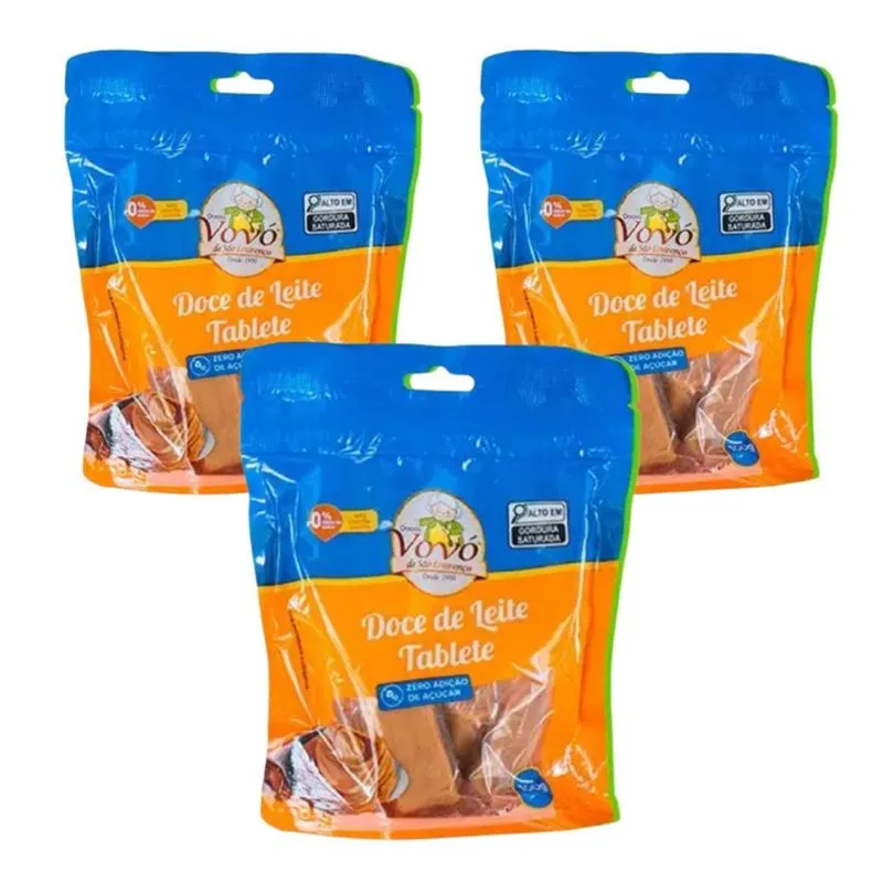Kit 3 Doce De Leite Puro Picadinho 100g Zero Doces Vovó