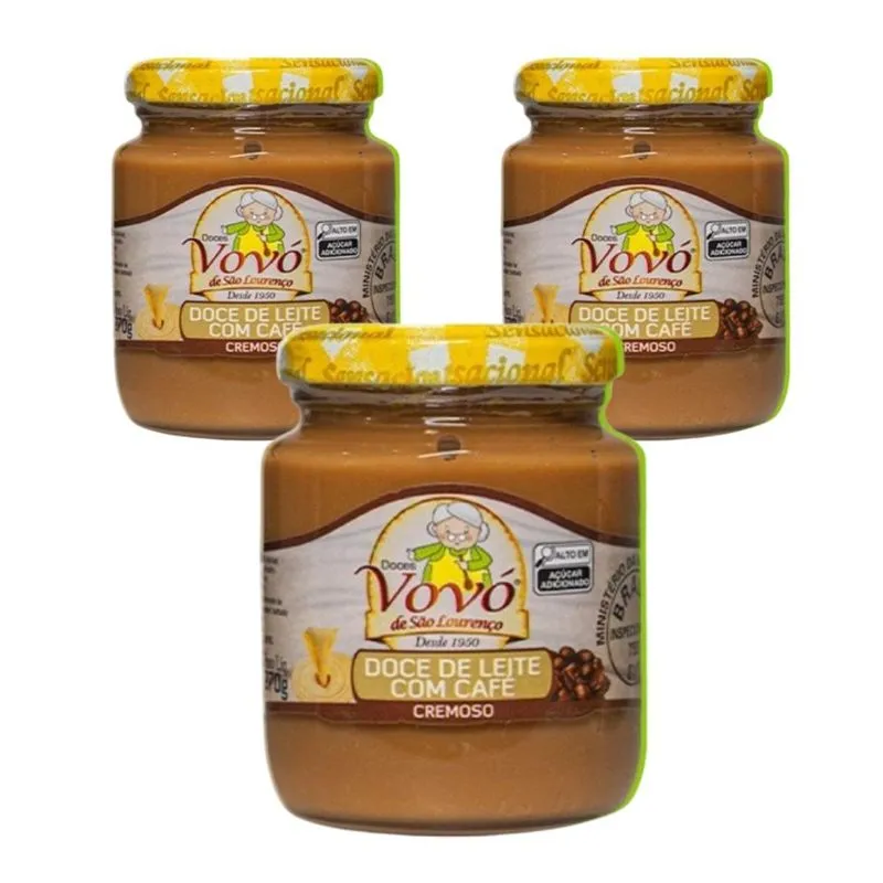 Kit 3 Doce Cremoso De Leite Com Cafe Pote 270g Doces Vovó
