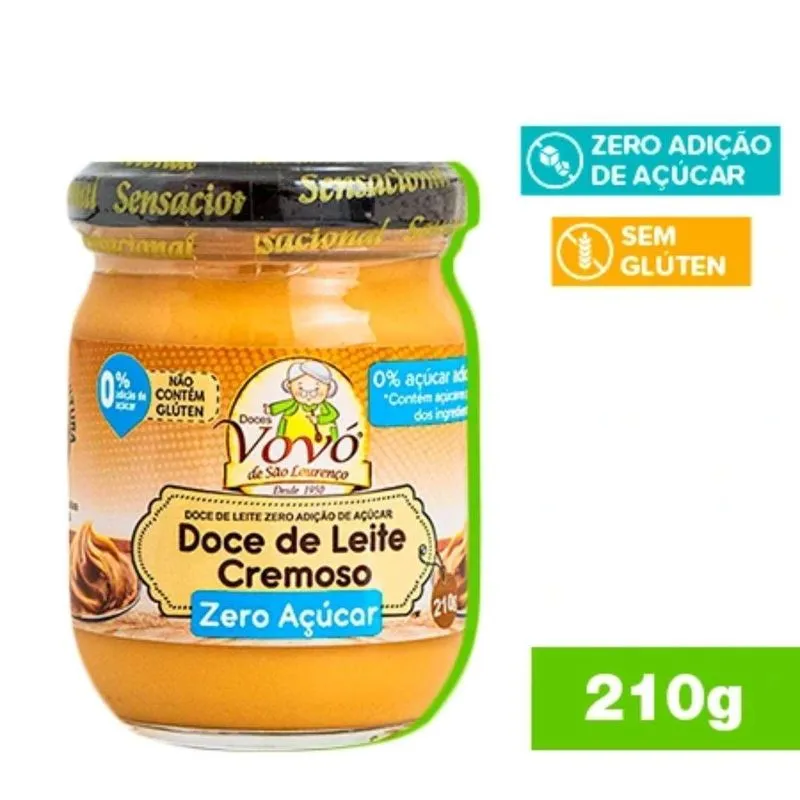 Doce De Leite Puro Zero Acucar 210g Doces Vovo