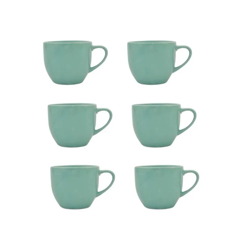 Kit 6 Xicaras De Chá Ceramica 170ml Verde