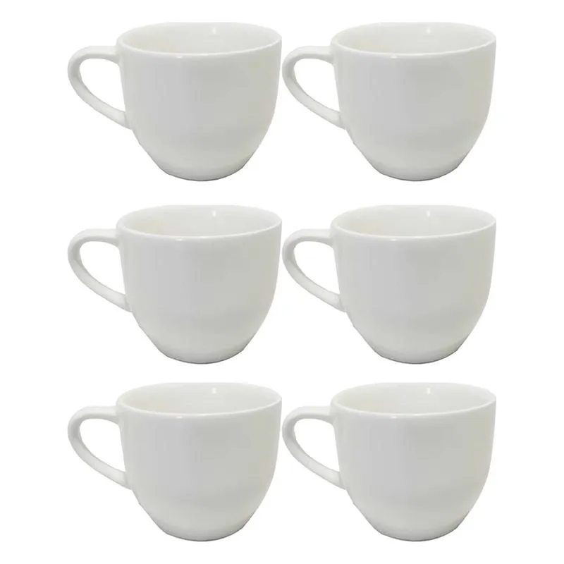 Kit 6 Xicaras De Cha Ceramica 170ml Branca