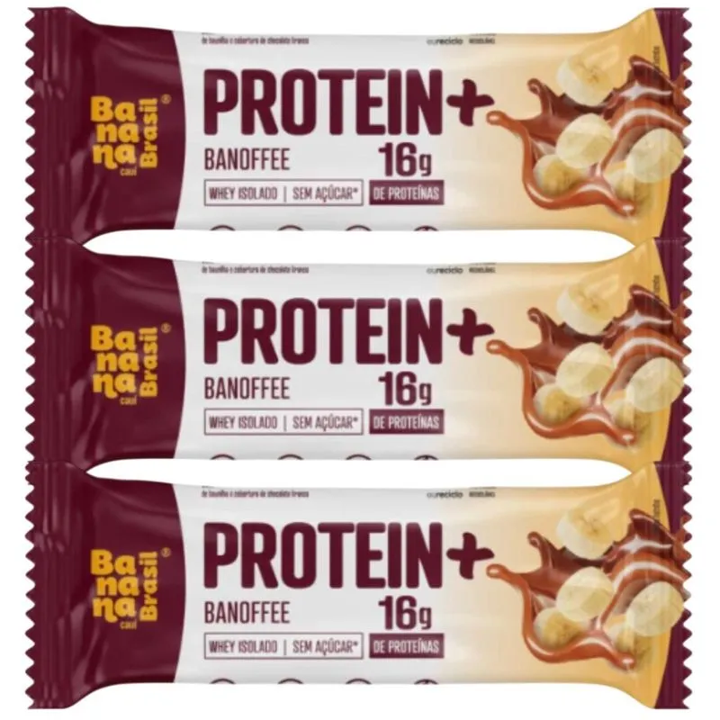 Kit 3 Barra Protein + Sabor Banoffee 50g Banana Brasil