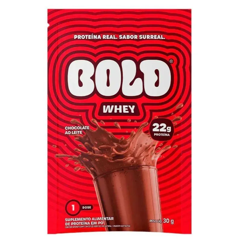 Whey Protein Sache 22g Concentrado Chocolate Leite 30g Bold