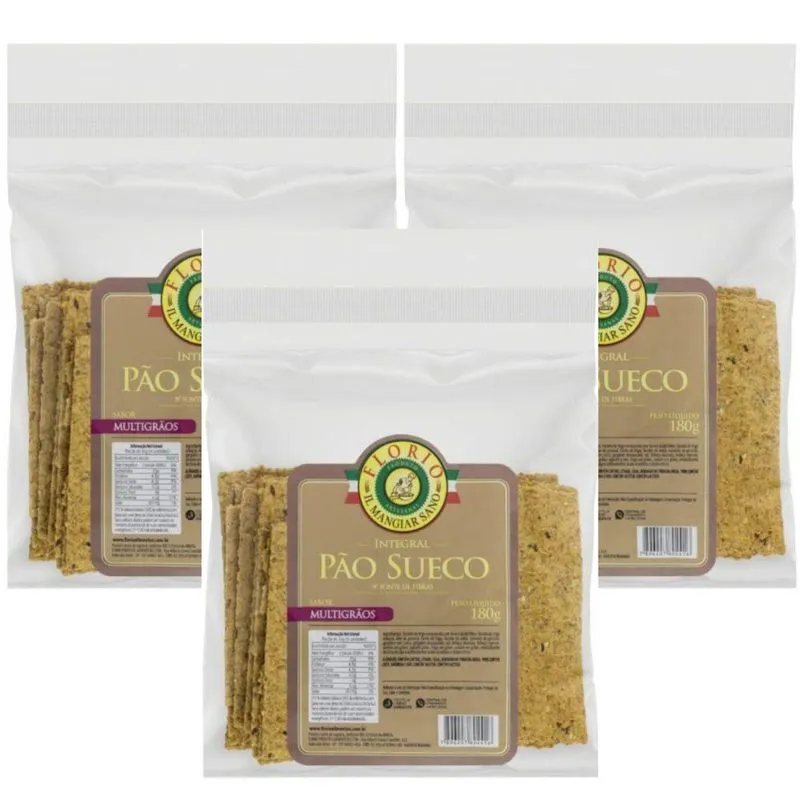Kit 3 Pão Sueco Com Multigraos Crocante Saudavel 150g Cs For