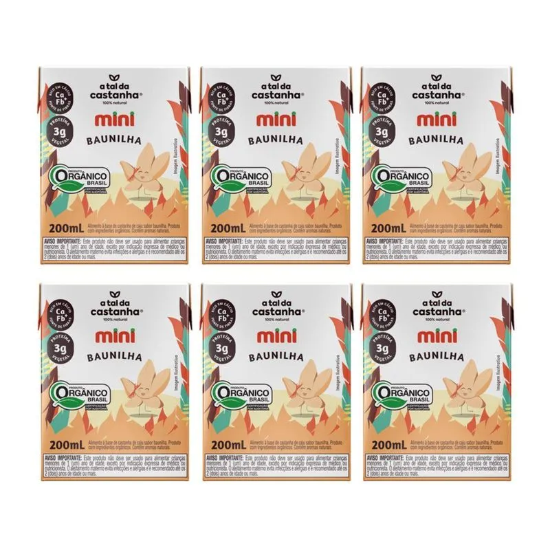 Kit 6 Bebida Vegana Mini Baunilha 200ml A Tal Da Castanha