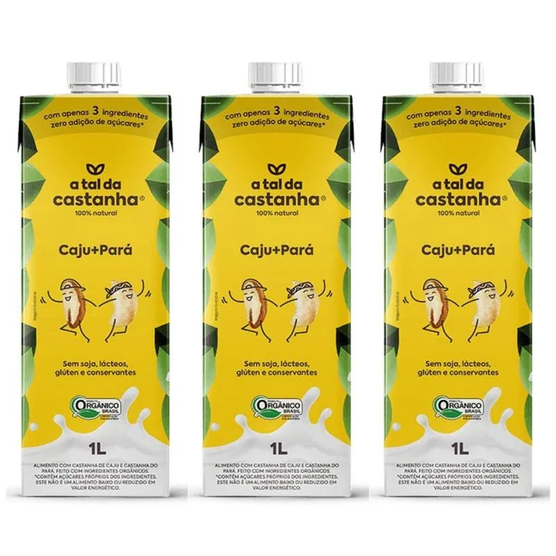 Kit 3 Bebida Vegetal Caju E Para 1l Natural Tal Da Castanha