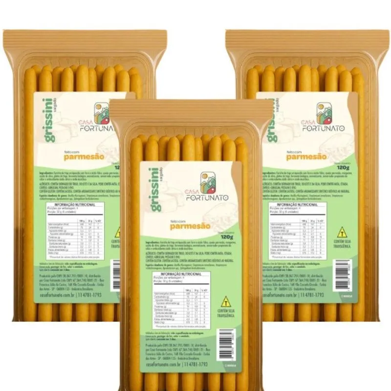 Kit 3 Grissini Parmesão Crocante Nutritivo 90g Cfortunato