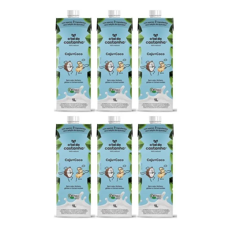 Kit 6 Bebida Vegetal Caju E Coco 1l Natural Tal Da Castanha