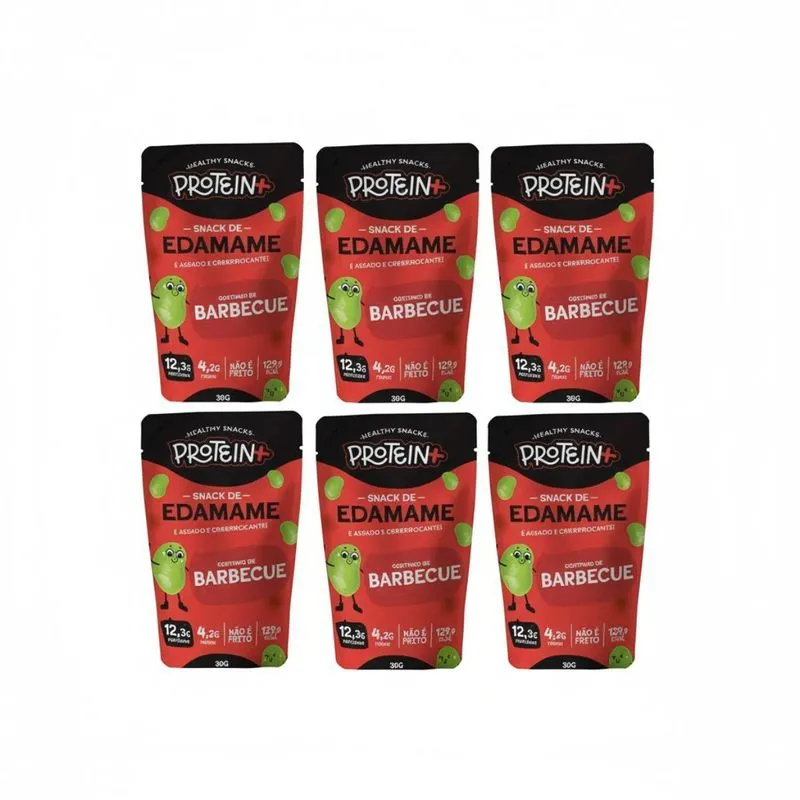 Kit 6 Edamame Barbecue Snack Fit 13g Prote 30g Protein Plus