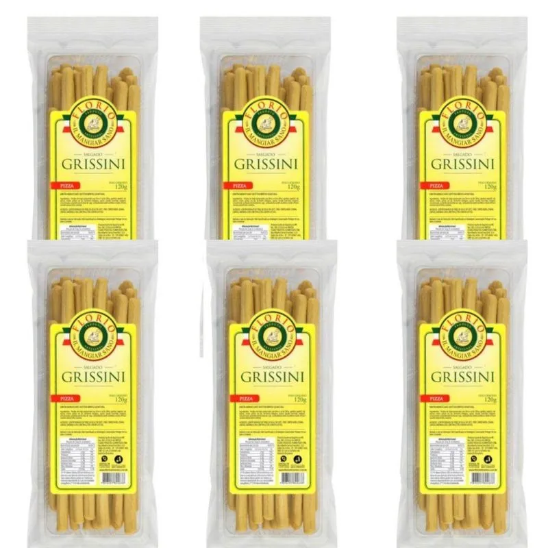Kit 6 Grissini Pizza Crocante Nutritivo 120g Casa Fortunato
