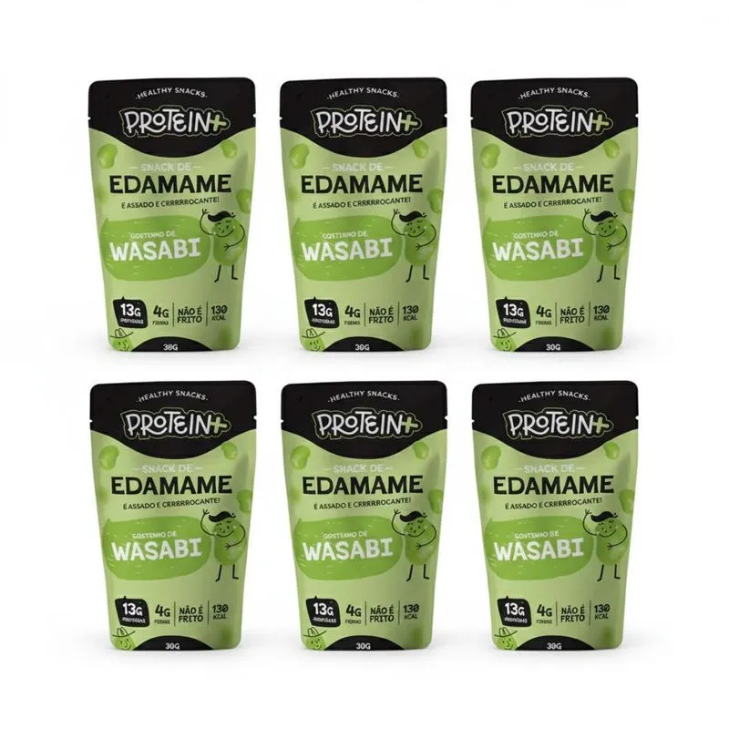 Kit 6 Edamame Wasabi Snack Fit 13g Proteina 30g Protein Plus
