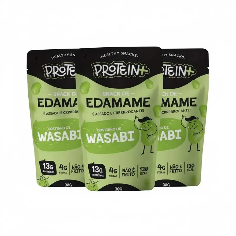 Kit 3 Edamame Wasabi Snack Fit 13g Proteina 30g Protein Plus