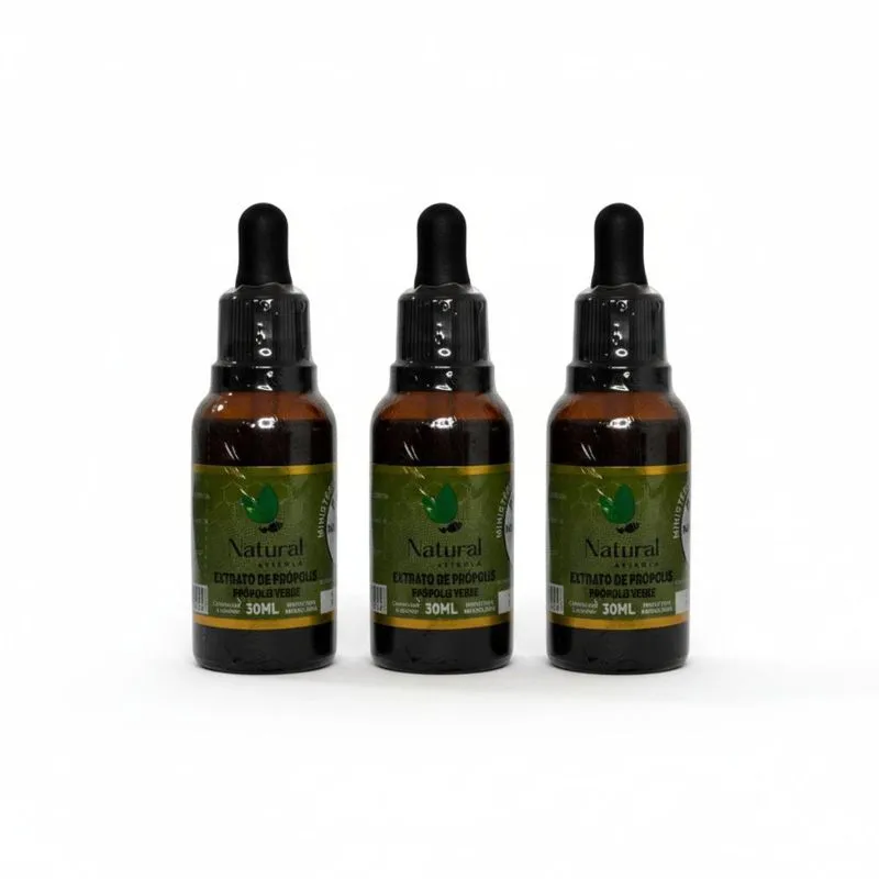 Kit 3 Extrato De Propolis Verde 30 Ml Gotas Natural Apicola
