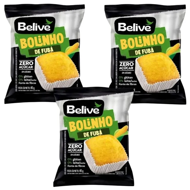 Kit 3 Bolinho Sabor Fuba 45g Belive