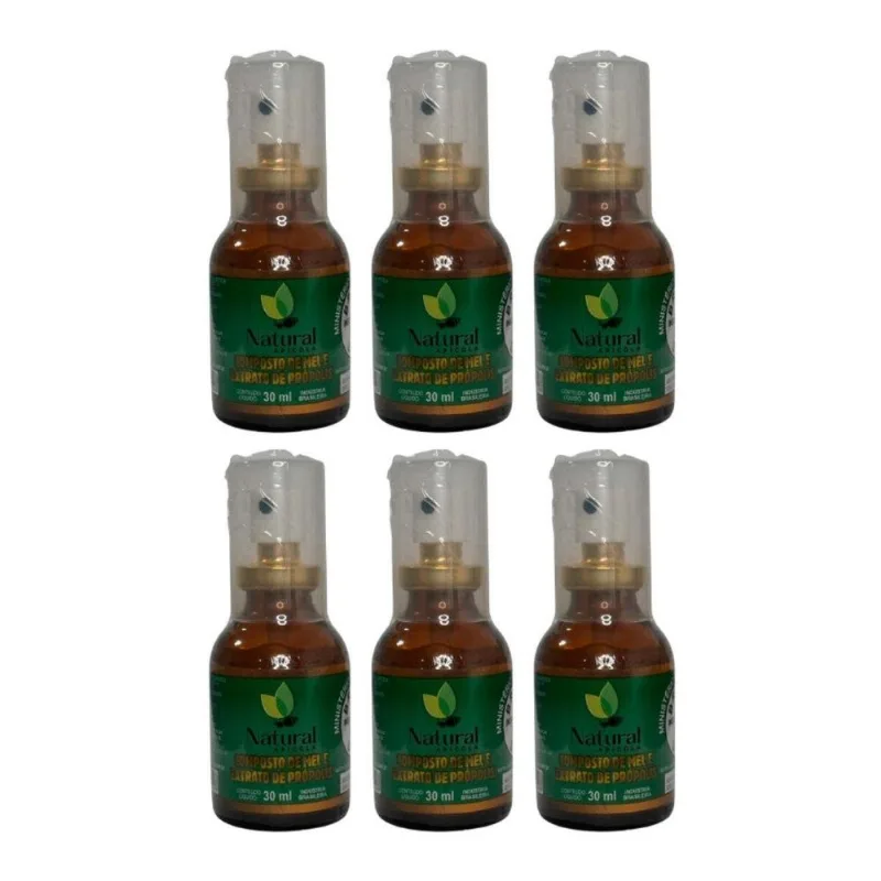Kit 6 Mel E Extrato De Propolis 30ml Natural Sem Conservante