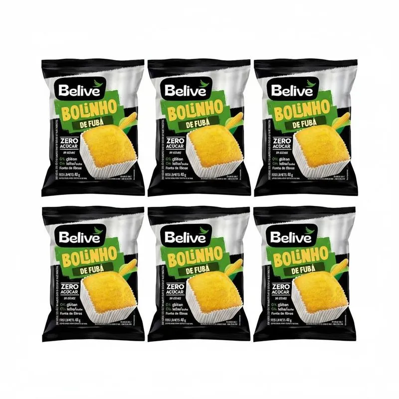 Kit 6 Bolinho Sabor Fuba 45g Belive