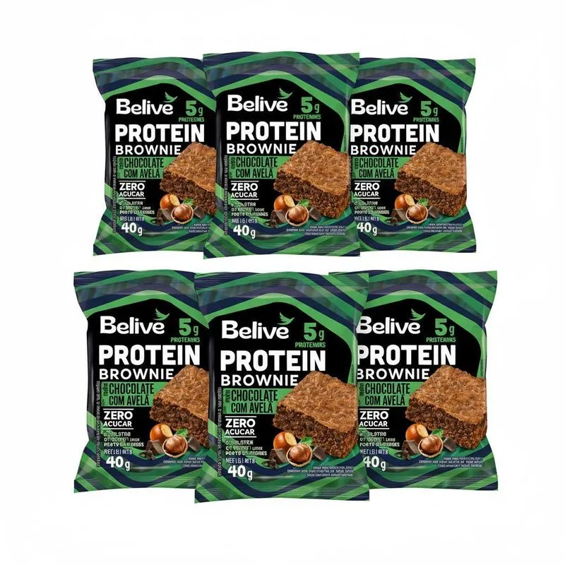 Kit 6 Brownie Protein Choco Com Avela 40g Belive