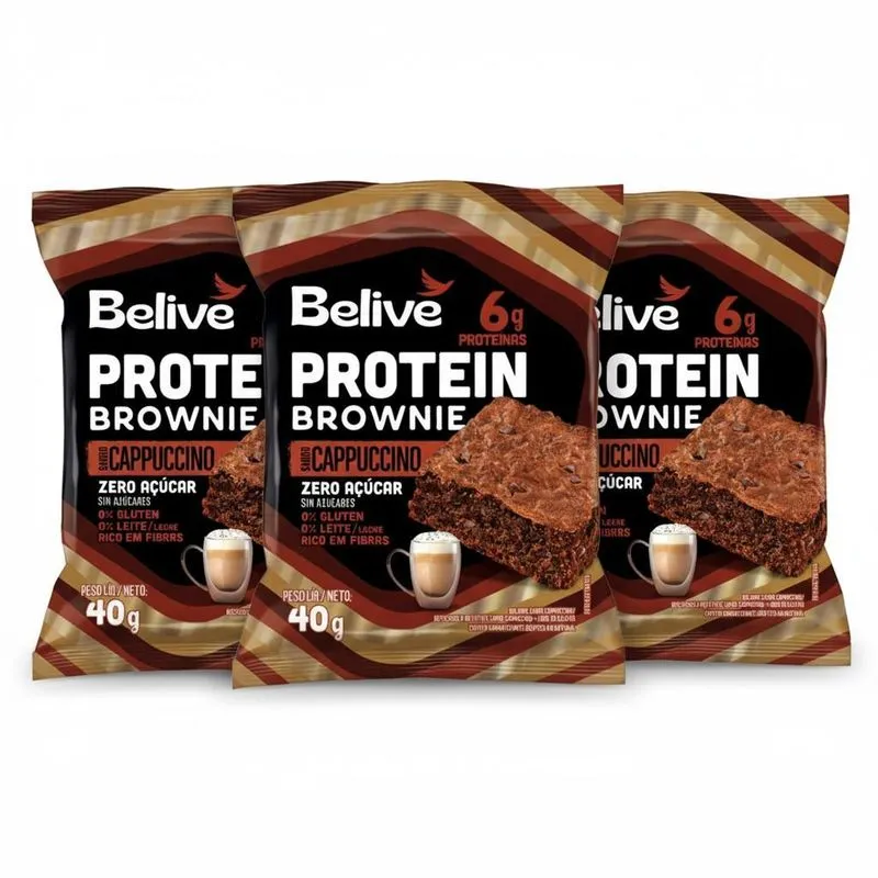Kit 3 Brownie Protein Sabor Cappuccino Zero 40g Belive
