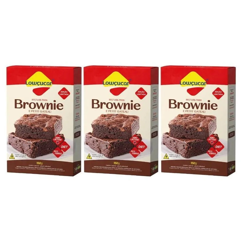 Kit 3 Mistura Brownie E Petit Gateau Diet Zero 150g Lowçucar