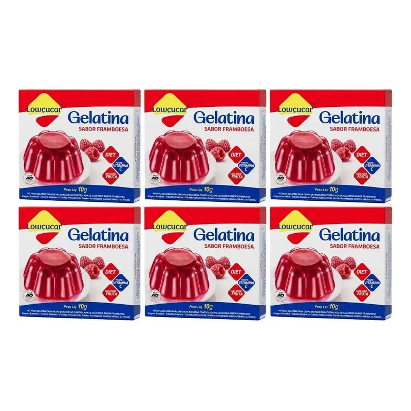 Kit 6 Gelatina Diet Framboesa Suco Da Fruta 10g Lowçucar