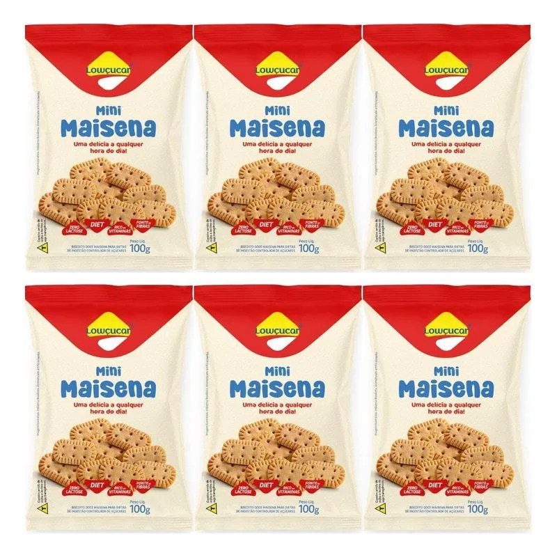 Kit 6 Mini Maisena Diet Com Vit Tradicional 100g Lowçucar