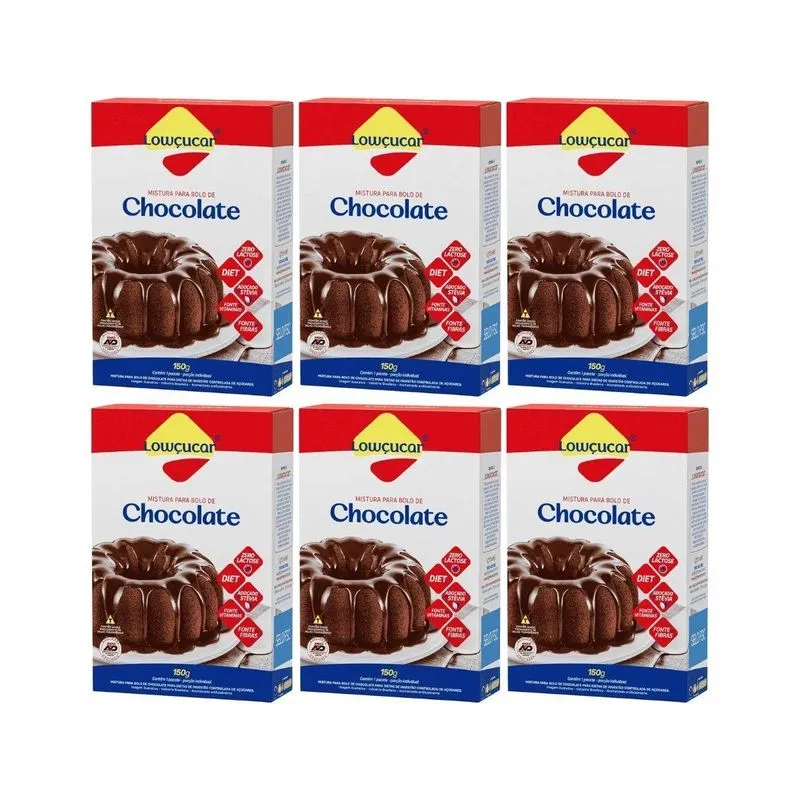 Kit 6 Mistura Para Bolo Diet Zero Chocolate 150g Lowçucar