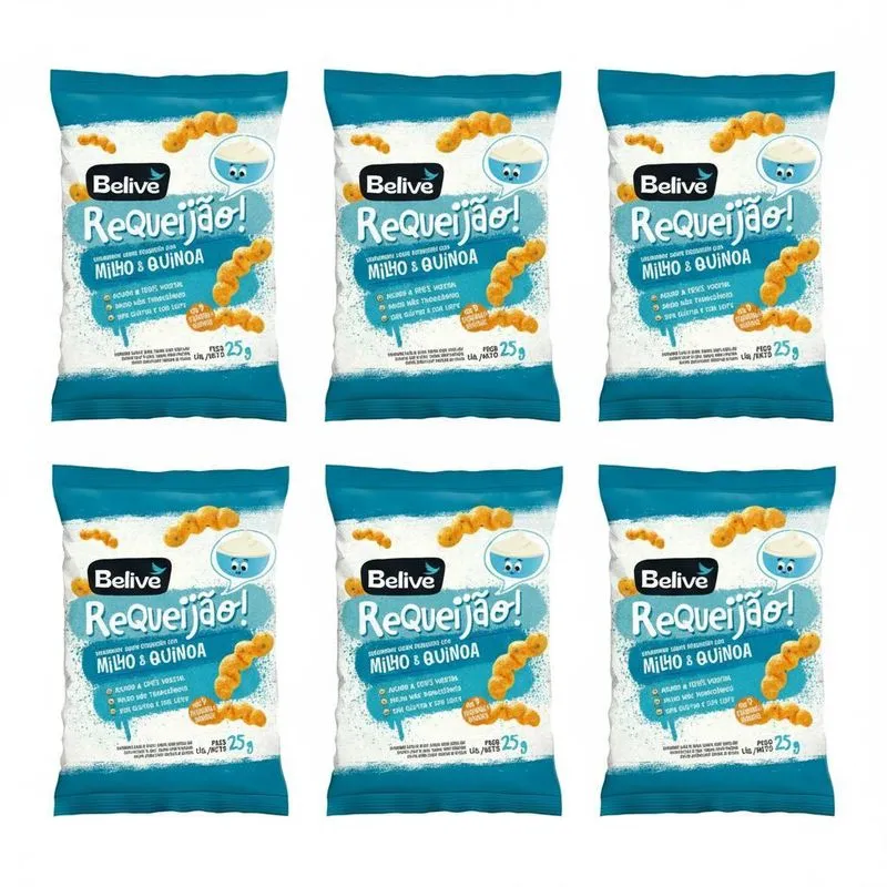 Kit 6 Salgadinho Sabor Requeijão C Milho E Quinoa 25g Belive