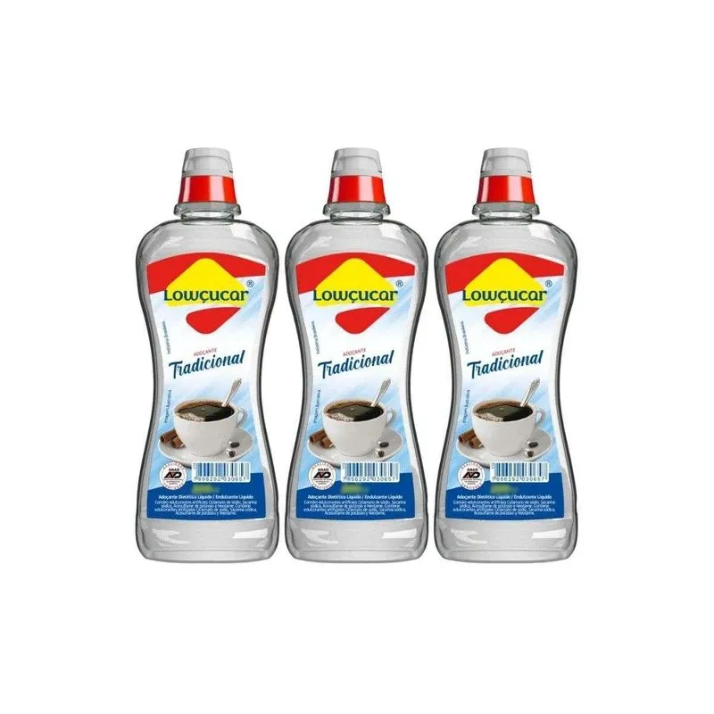 Kit 3 Adoçante Tradicional Liquido Sem Gluten 100ml Lowçucar