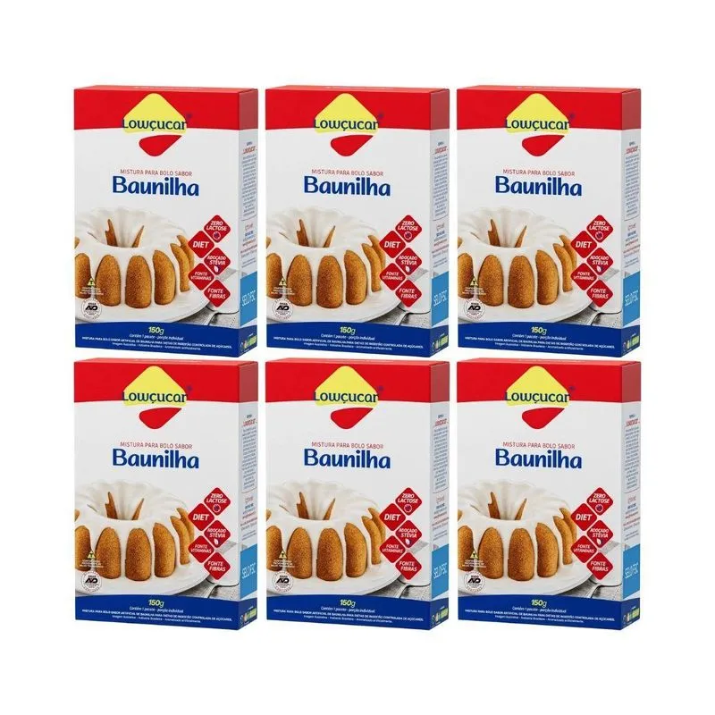 Kit 6 Mistura Para Bolo Diet Zero Lac Baunilha 150g Lowçucar