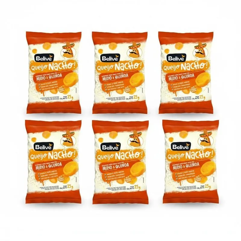 Kit 6 Salgadinho Sabor Queijo Nacho 25g Belive