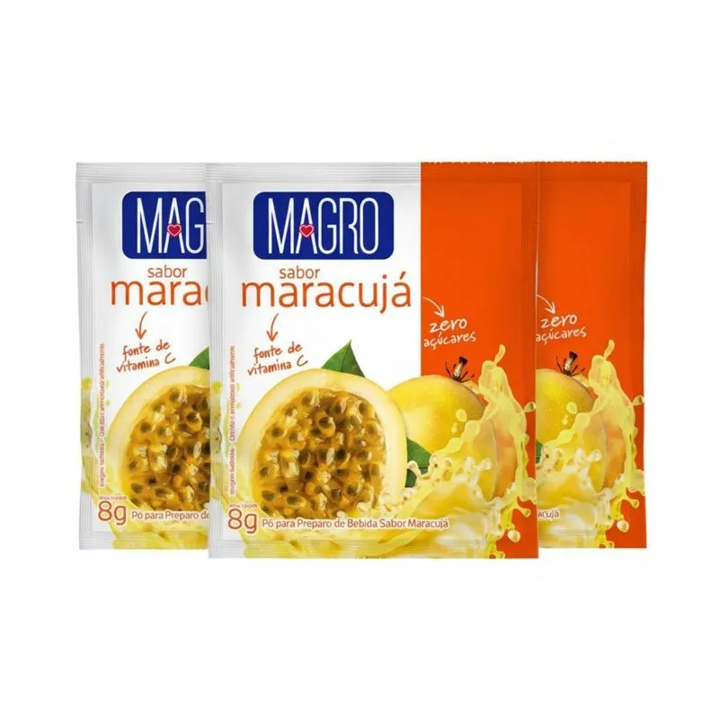 Kit 3 Refresco Diet Maracuja Zero Aç Fonte De Vit C 8g Magro