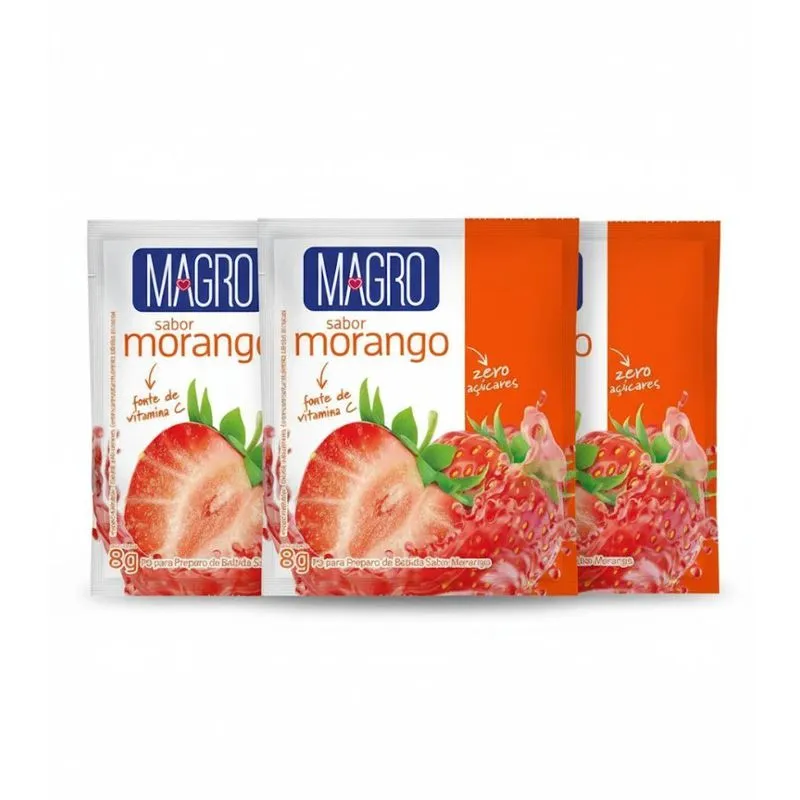 Kit 3 Refresco Diet Morango Zero Aç Fonte De Vitc 8g Magro