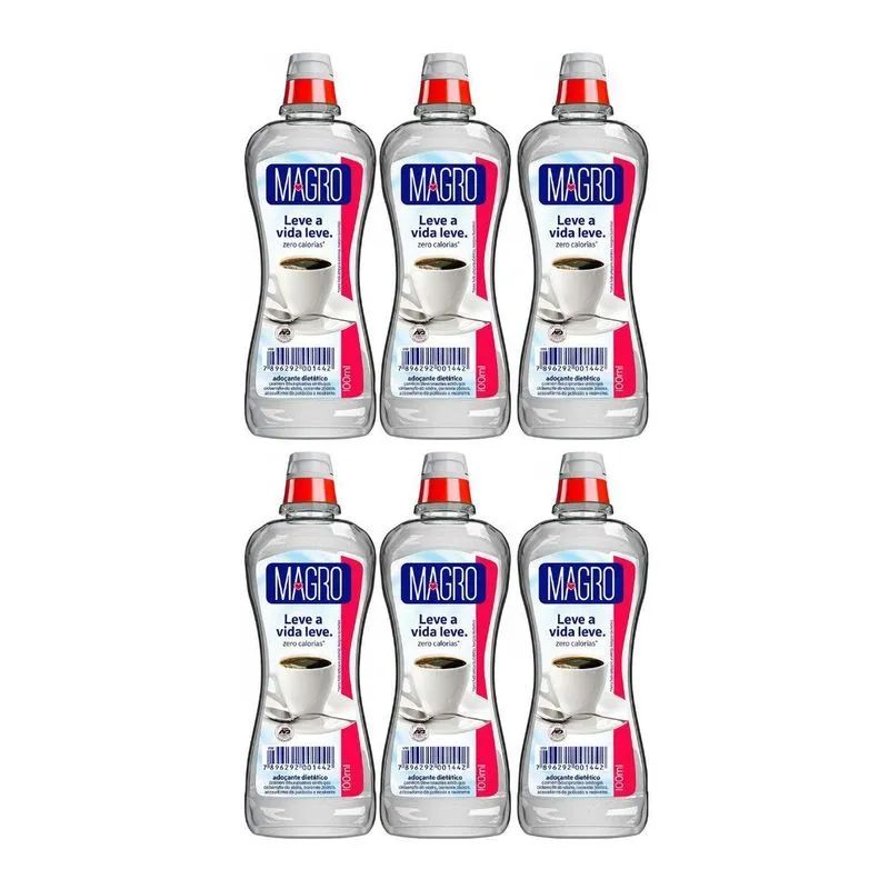Kit 6 Adoçante Dietetico Liquido Zero Calorias 100ml Magro