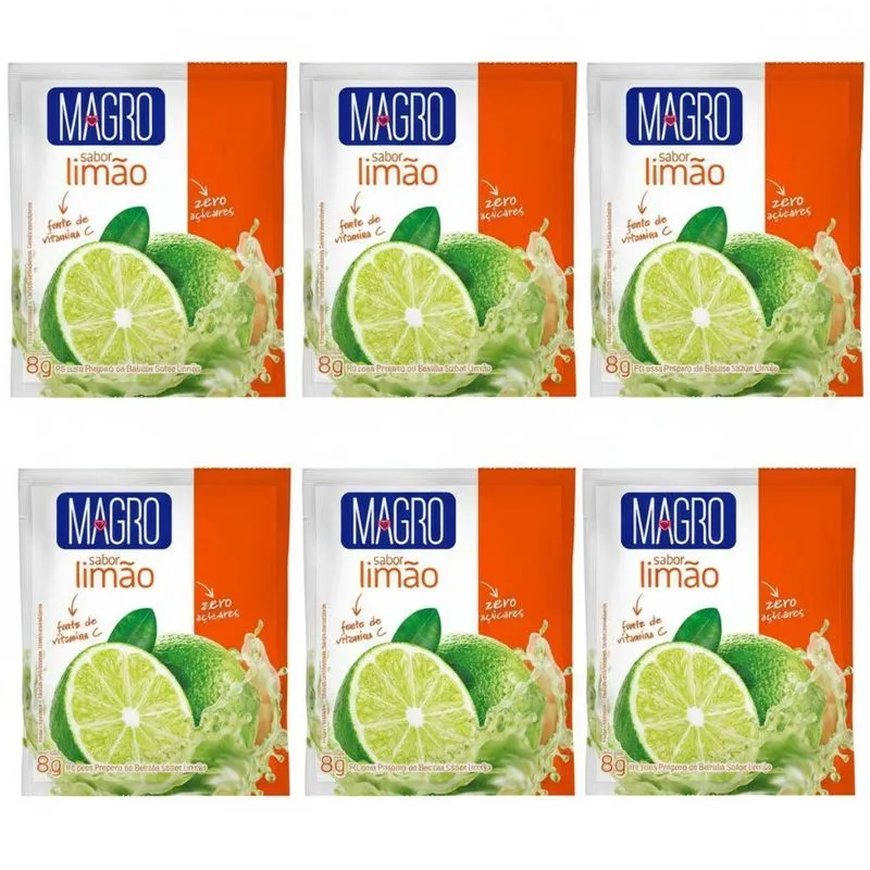 Kit 6 Refresco Diet Limão 8g Zero Aç Fonte De Vit C Magro