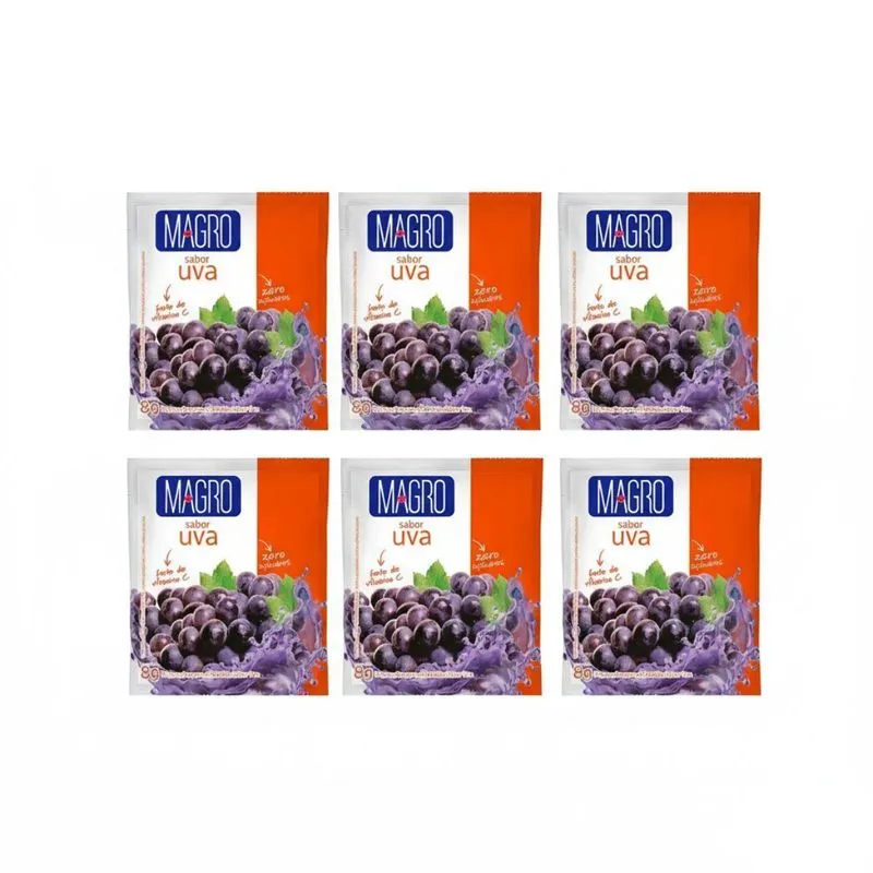 Kit 6 Refresco Diet Uva Zero Açucar Fonte De Vit C 8g Magro