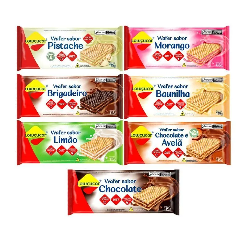 Mix 7 Wafer Sabores Variados Diet Zero Açucar 115g Lowçucar