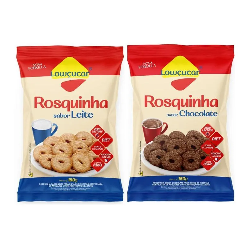 Mix 3 Rosquinhas Diet Zero Lact Baixo Açucar 150g Lowçucar