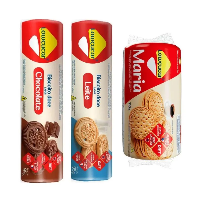 Mix 3 Biscoitos Doce Diet Zero Lactose Com Stevia Lowçucar