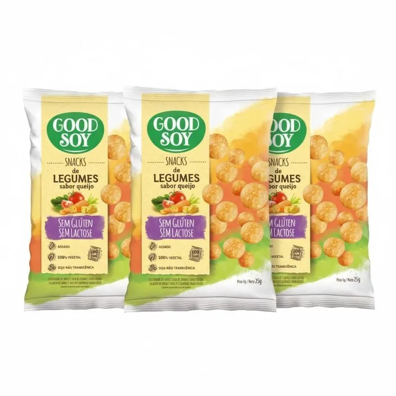 Kit 3 Snacks De Legumes Queijo 25g Goodsoy Sem Gluten E Lact
