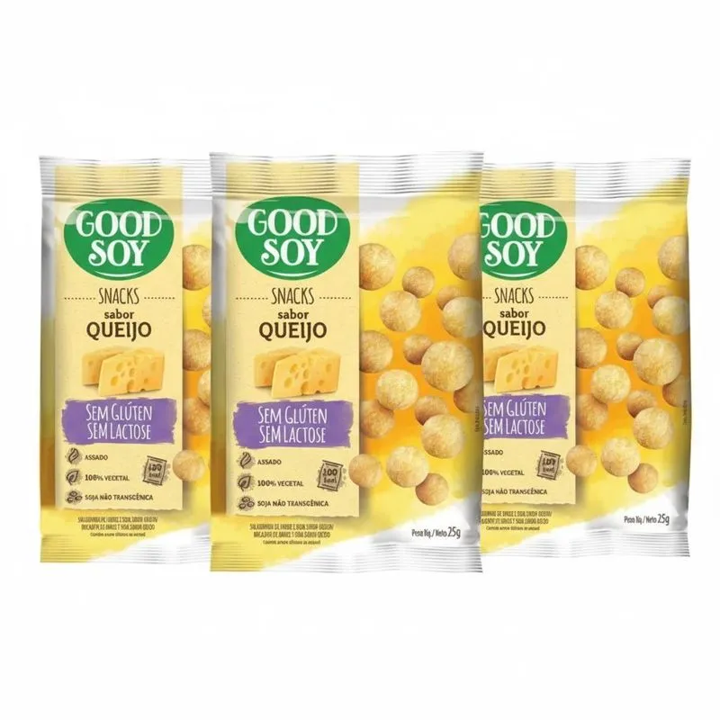 Kit 3 Snacks Queijo 25g Goodsoy Sem Gluten E Lactose