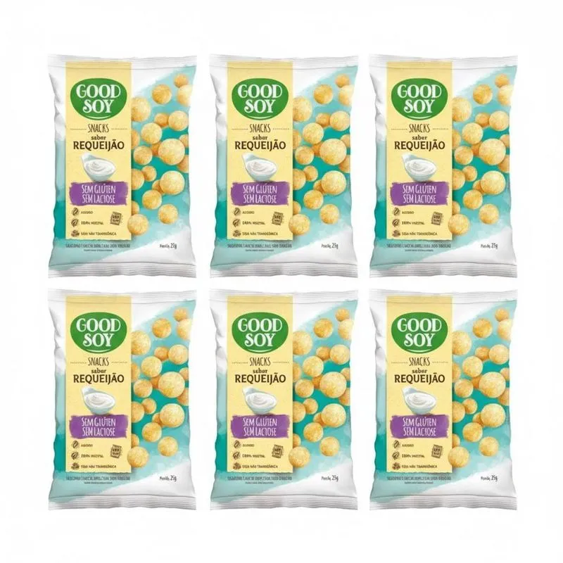 Kit 6 Snacks Assado Requeijão Sem Transgenicos 25g Goodsoy