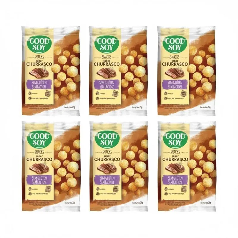 Kit 6 Snacks Churrasco 25g Goodsoy Sem Gluten E Lactose