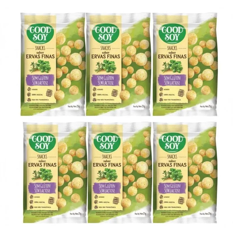 Kit 6 Snacks Ervas Finas 25g Goodsoy Sem Gluten E Lactose