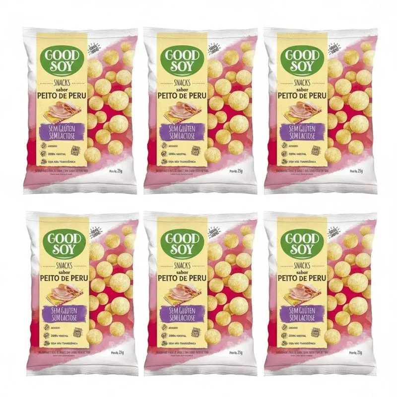Kit 6 Snacks Peito De Peru 25g Goodsoy Sem Gluten E Lactose