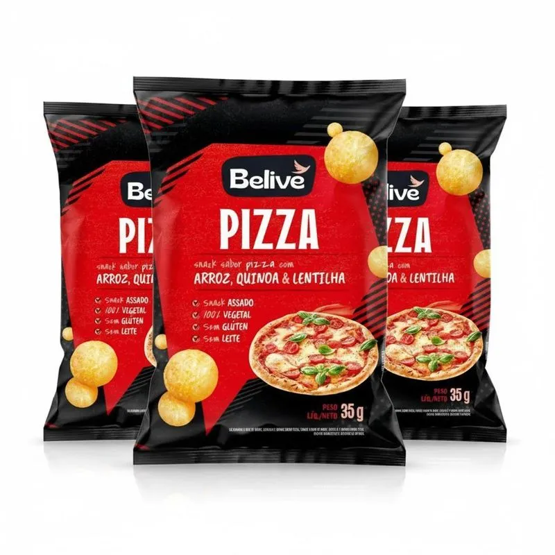 Kit 3 Snacks Pizza 100% Vegetal Sem Glut E Leite 35g Belive