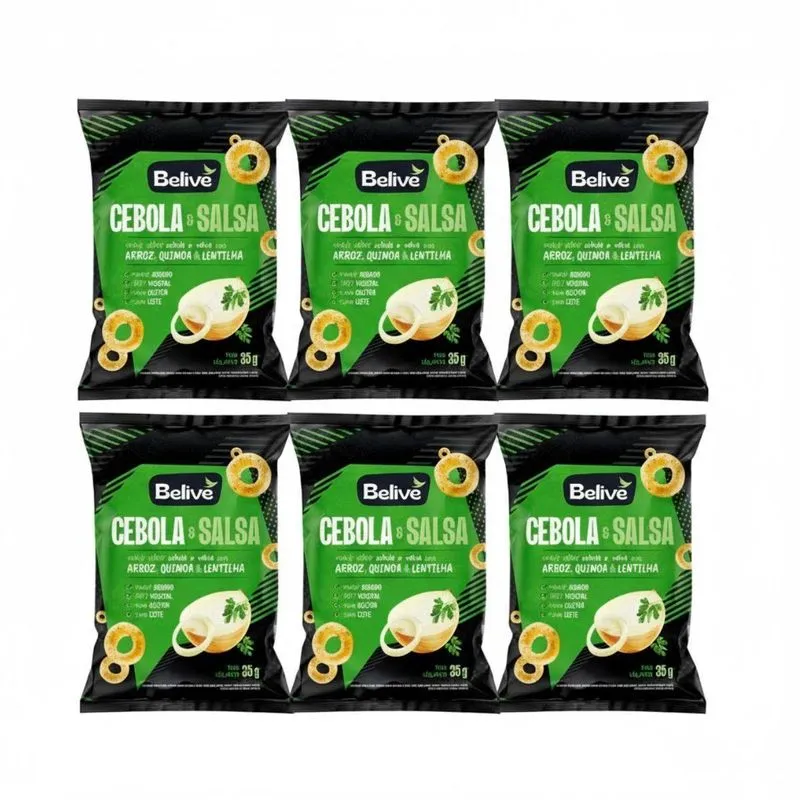 Kit 6 Snacks Cebola 100% Vegetal Sem Glut E Leite 35g Belive