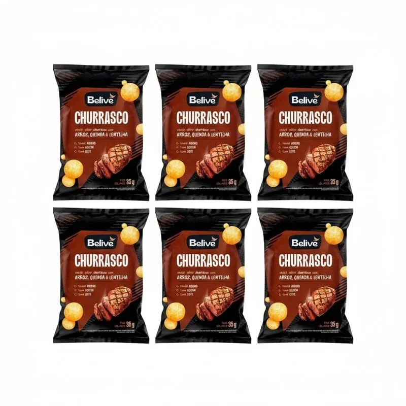 Kit 6 Snacks Assado Churrasco Sem Glut E Leite 35g Belive