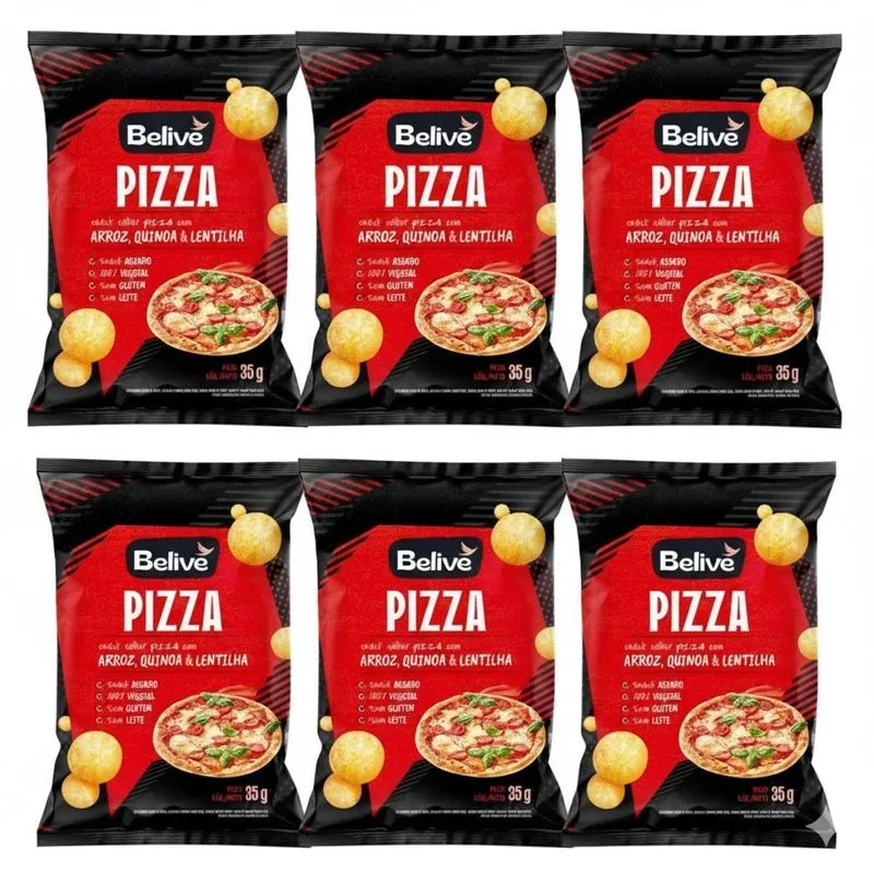 Kit 6 Snacks Pizza 100% Vegetal Sem Glut E Leite 35g Belive