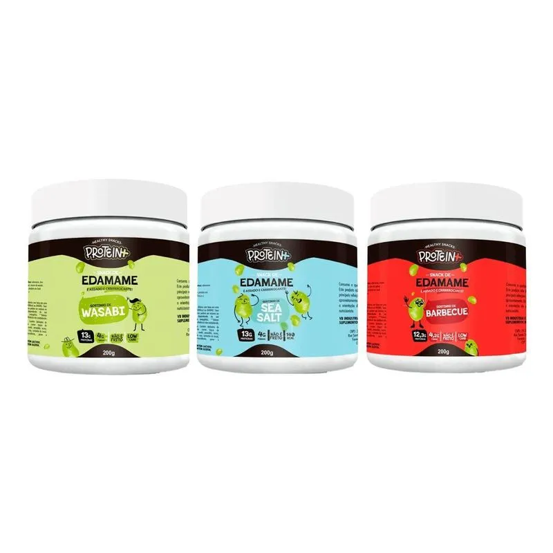 Mix 3 Edamame Snack Crocante Com Proteina 200g Protein Plus