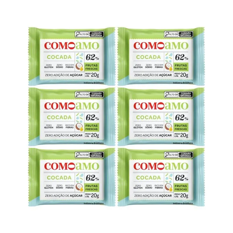 Kit 6 Cocada Natural Zero Adição De Açucares 20g Comoamo